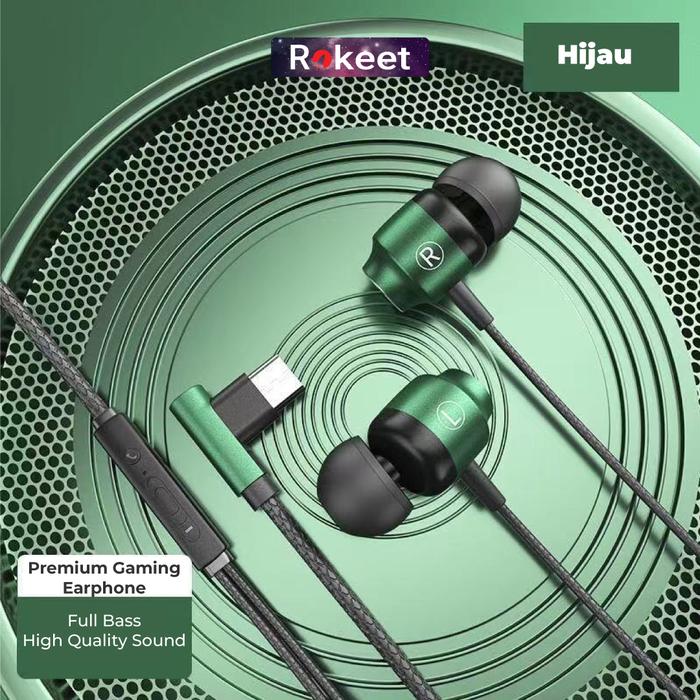 Earphone In-Ear Gaming Headset Handsfree Superbass Bass Stereo + Mic Microphone 